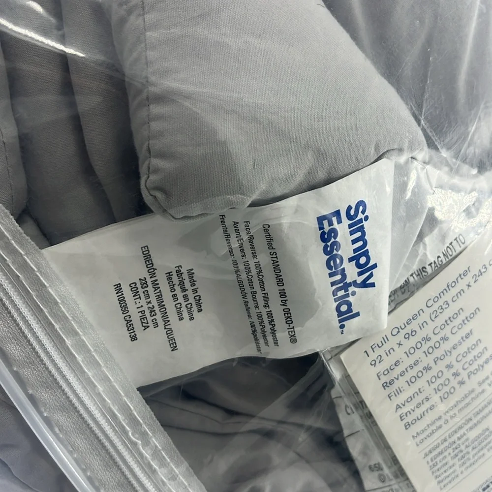 SIMPLY ESSENTIAL 3 Garment Washed Comforter Set Full/Queen Microchip Grey